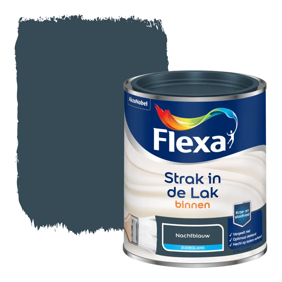 Flexa Strak in de Lak binnenlak zijdeglans nachtblauw 750 ml