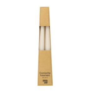 Kaarsen conish wit 25 cm - set van 2