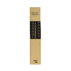 Kaars spiraal zwart 25 cm - set van 2