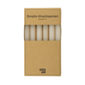 Kaars diner smal wit 17 cm - set van 12