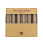 Kaars diner kort grijs 12 cm - set van 6