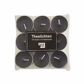 Theelichten zwart 18 stuks