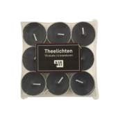 Theelichten zwart 18 stuks