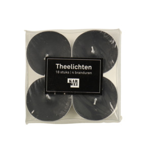 Theelichten maxi zwart 8 stuks