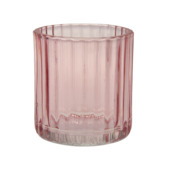 Kaarsenhouder Yannick glas roze 7,5 x 8 cm