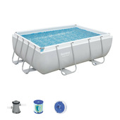 Bestway zwembad Power Steel rechthoek 282 x 196 x 84 cm licht grijs met pomp