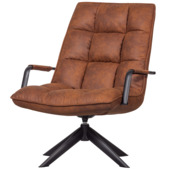 Draaifauteuil Jouke met armleuning kunstleer cognac