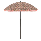 Parasol retro bloemenpatroon zwart Ø 200 cm