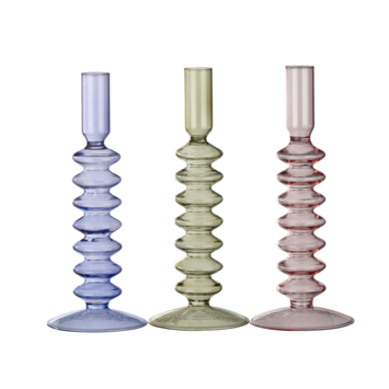 Kandelaar ribbel glas 22 cm