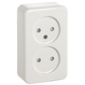 Handson Opbouw dubbel wandcontactdoos wit