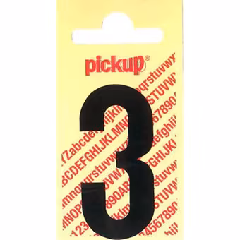 Pickup plakcijfer 3 60 mm zwart