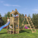 Speeltoestel Jungle Gym Teepee met blauwe glijbaan en klimrek van grenenhout