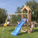 Speeltoestel Jungle Gym Totem met blauwe glijbaan en dubbele schommel van douglashout