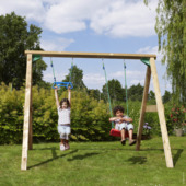 Speeltoestel Jungle Gym met dubbele schommel van grenenhout
