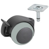 Zwenkwiel + rem TPE met plaatbevestiging 50mm tot 40kg