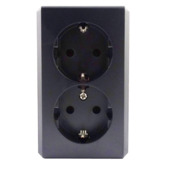 Handson Opbouw Dubbel Geaard Stopcontact Zwart