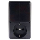 Handson Opbouw Geaard Stopcontact met Serieschakelaar Zwart