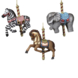 Ornament glas paard, zebra, olifant per stuk