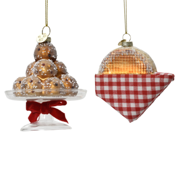 Ornament glas oliebollen & stroopwafel per stuk