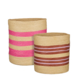 Mand rond bruin fuchsia set van 2 - h32,5xd28,5cm