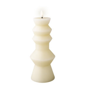 Lumineo wax kaars creme warm wit LED verlichting 23 cm