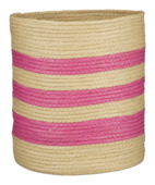 Mand rond bruin fuchsia h27,5xd26,5 cm