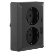 KARWEI Zenith Dubbel Stopcontact Geaard met USB A+C Mat Zwart