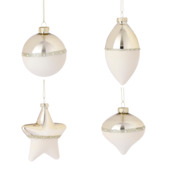 Ornament glas wit goud per stuk
