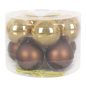 Christmas Goods kerstballen mix glas 10 stuks chocolade bruin Ø 16 cm