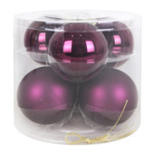 Christmas Goods kerstballenmix kunststof 6 stuks aubergine Ø 18 cm