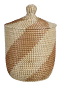 Mand inclusief deksel bruin wit h45xd31 cm
