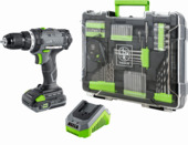 LUX 20V accuboormachine + 2,0Ah accu + lader + koffer met accessoires