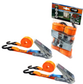 Jumbo spanband oranje 25mm met ratel en S haken 350 cm (2 stuks)