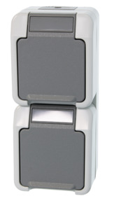 Schneider Electric Aquastar spatwaterdicht Stopcontact Dubbel RA verticaal