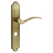 Karwei deurkruk set Jorge ovaal schild vrij-bezet sluiting 63/8 mm messing antiek