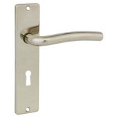 Karwei deurkruk set Wave recht schild sleutelgat 56 mm nikkel glans