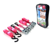Jumbo spanbanden set met S-haken en eindloos - roze - 4 stuks