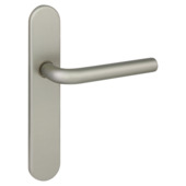 Karwei deurkruk set Gino ovaal blind schild RVS look aluminium