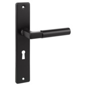 Karwei deurkruk set Stefano recht schild sleutelgat 56 mm zwart aluminium