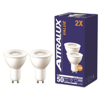 Attralux LED GU10 50W 3000K non-dim 2 stuks