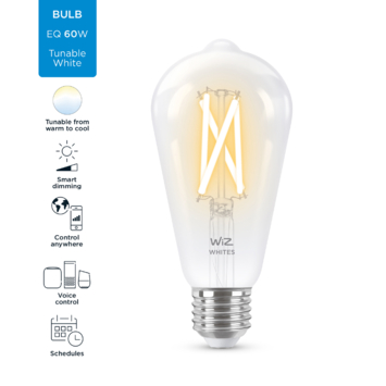 WiZ Connected LED edison E27 60W filament helder koel tot warmwit licht dimbaar