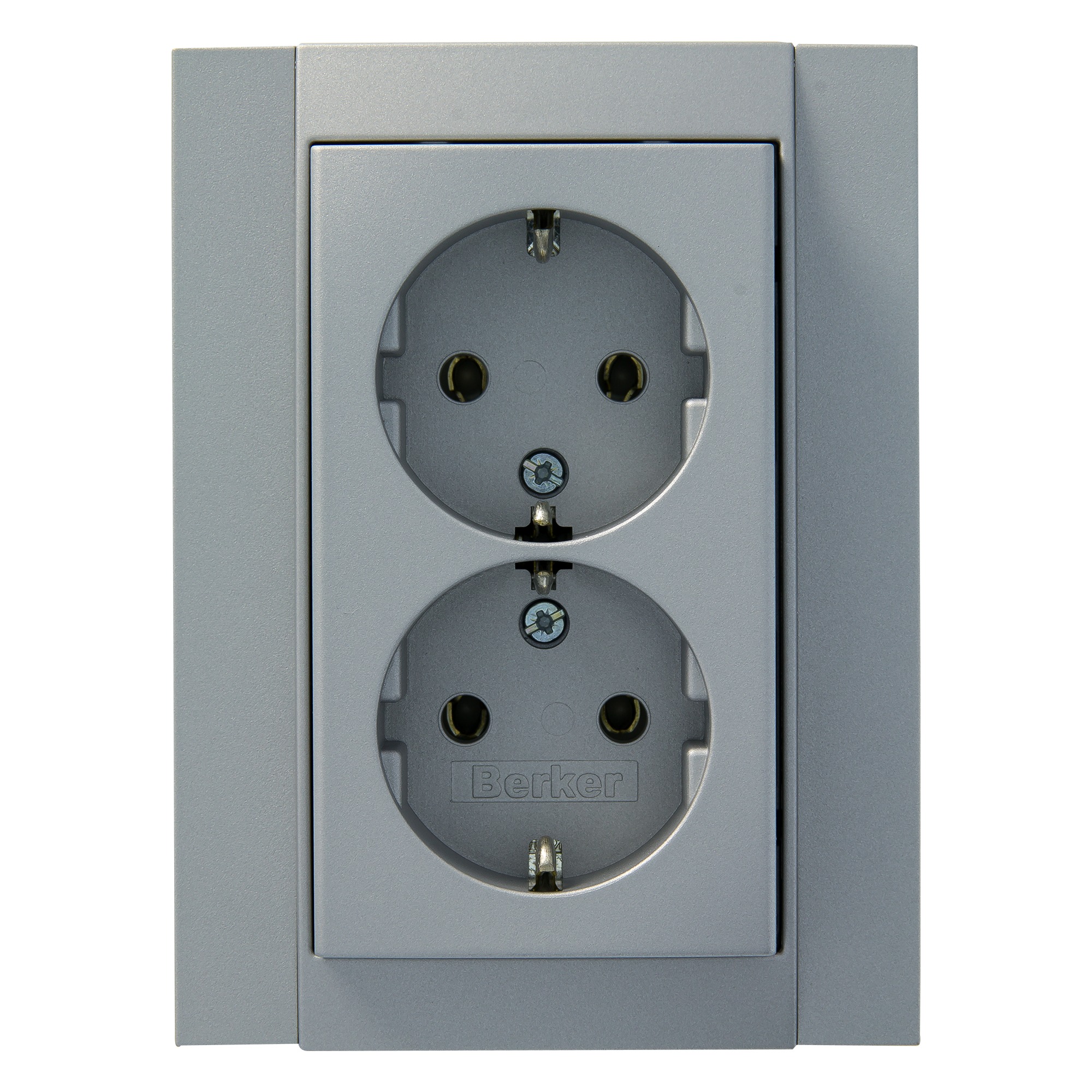 Berker B7 Stopcontact Dubbel Geaard Aluminium berker kopen in de aanbieding