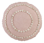 Sierkussen rond schelp l.roze - h10xd45cm