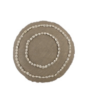 Sierkussen rond schelp bruin - h10xd45cm