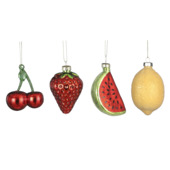 Kerst Ornament Fruit - H10 x Ø7 cm - Rood/Geel per stuk