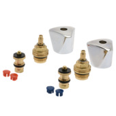 Sanivesk kraanbovendeel driegreep set chroom rood + blauw 1/2"M