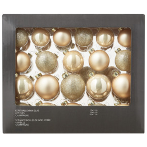 Christmas Goods kerstballen mix glas 42 stuks champagne