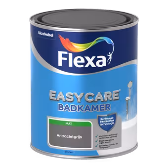 Flexa EasyCare muurverf badkamer antracietgrijs mat 1 liter