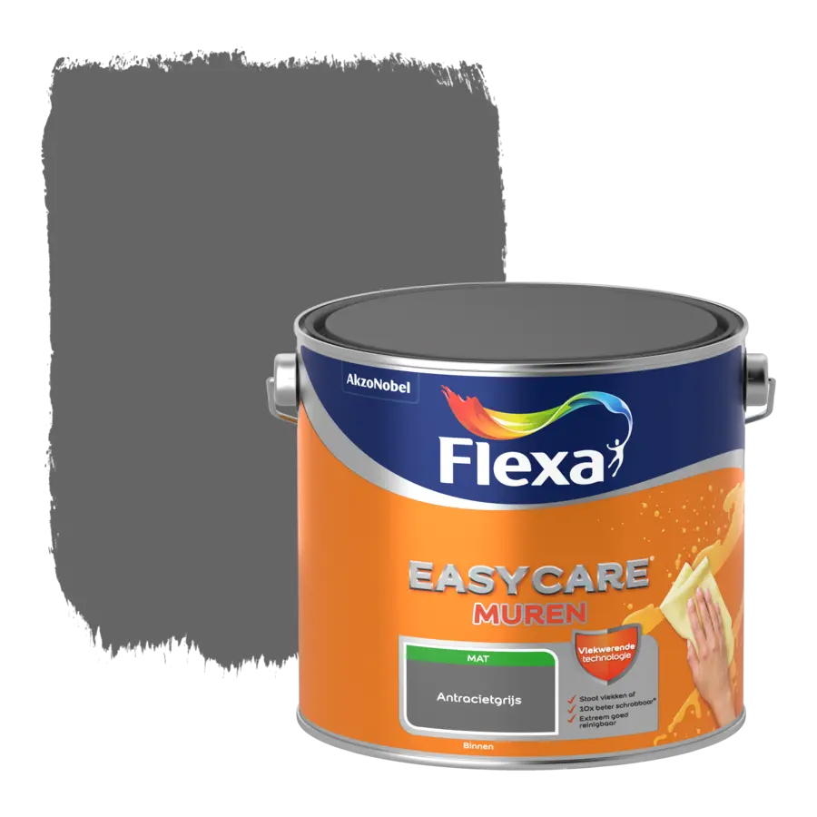 Flexa EasyCare muurverf antracietgrijs mat 2,5 liter