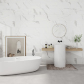 Wandtegel kunststof Allora 30,5x61 cm wit marmer glans, dikte 5mm  1,116 m²